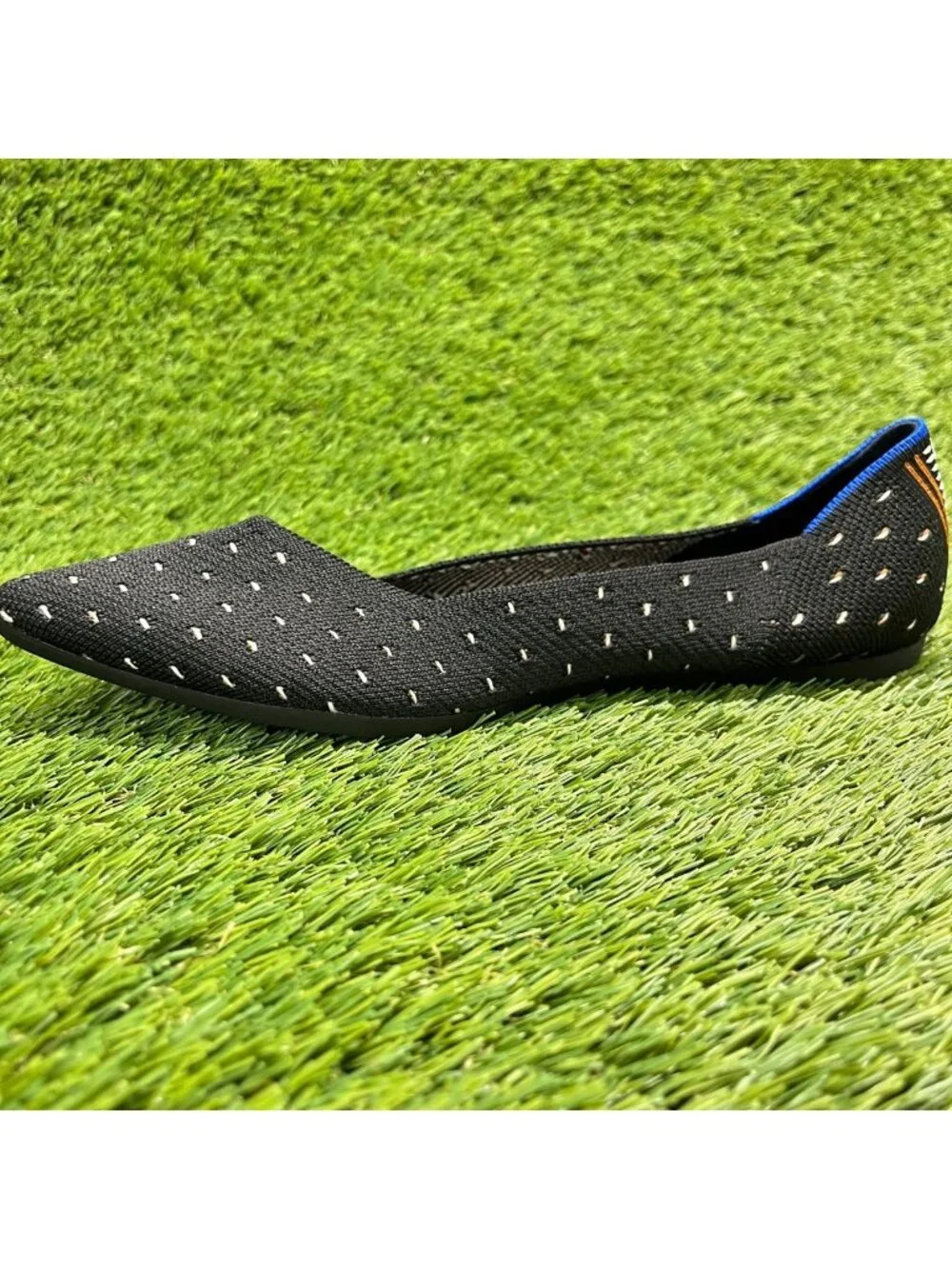 Rothy's The Point Womens Size 8.5 Black Blue Casual Classic Slip On Ballet Flats